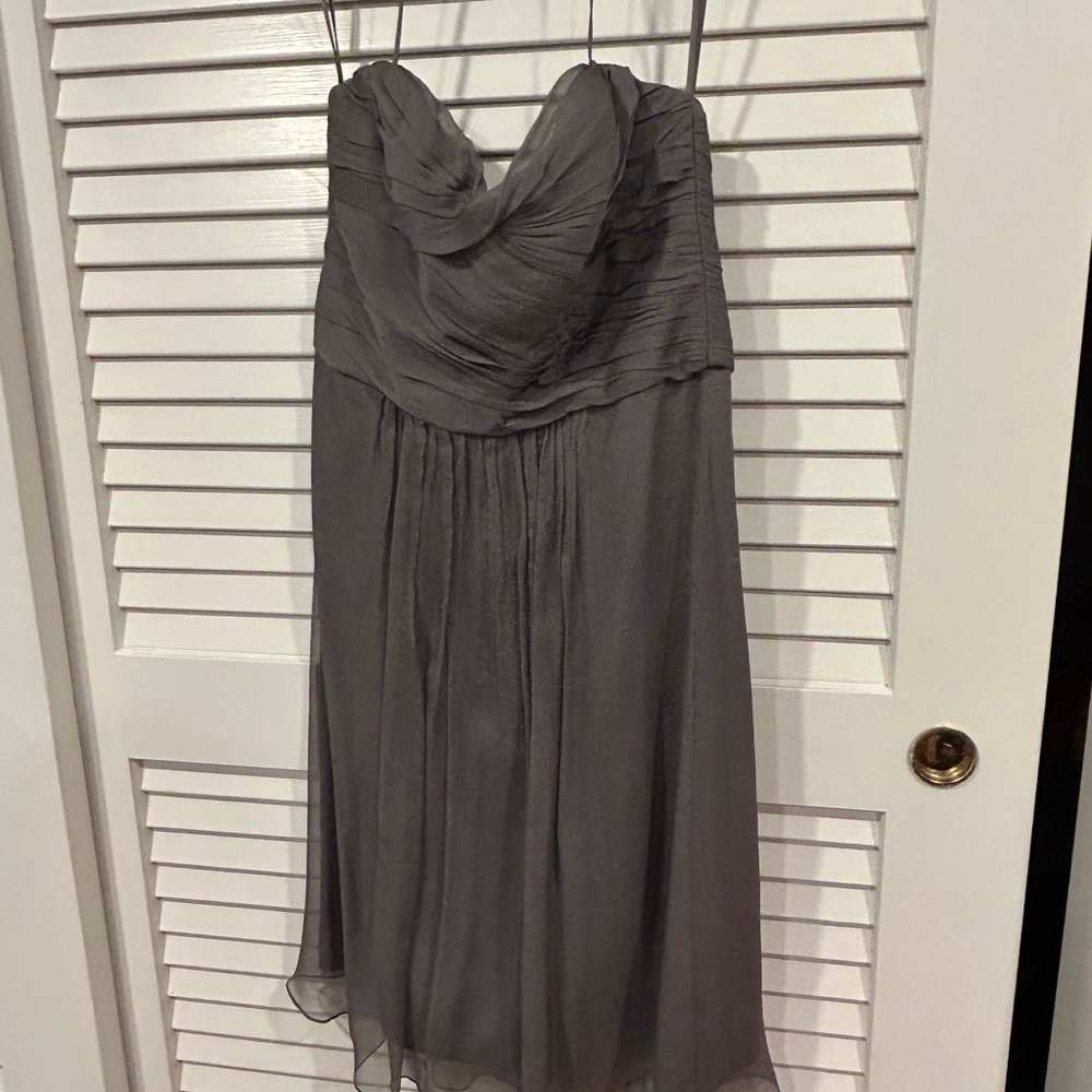 Amsale taupe halter cocktail dress